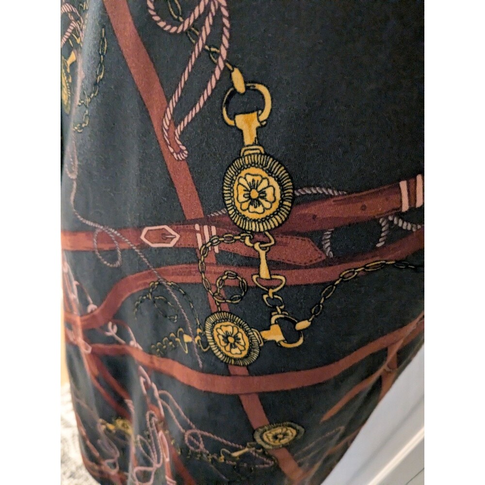 Talbots Dress Women's M Olive Equestrian Bit & Bridle Long Sleeve Western Status - Picture 9 of 15